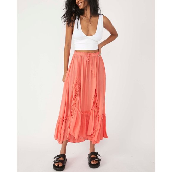 🎉LAST CHANCE🎉 FREE PEOPLE El Sol Convertible Maxi Skirt / Watermelon Smile - Picture 2 of 9